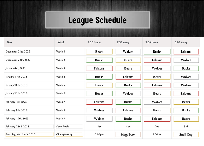2023 Schedule! December start